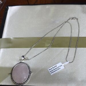 Elegant Pink Quartz Necklace with Silver Chain